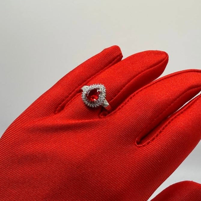 Anello Diana Argento Rossa
